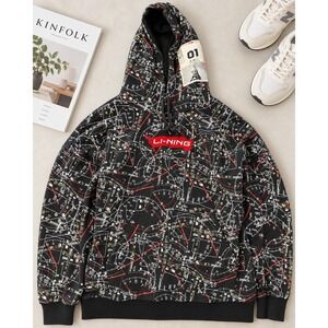 Li-Ning Men's XXL Gauge Graphic Hoodie Motorsport Techwear Y2K Streetwear